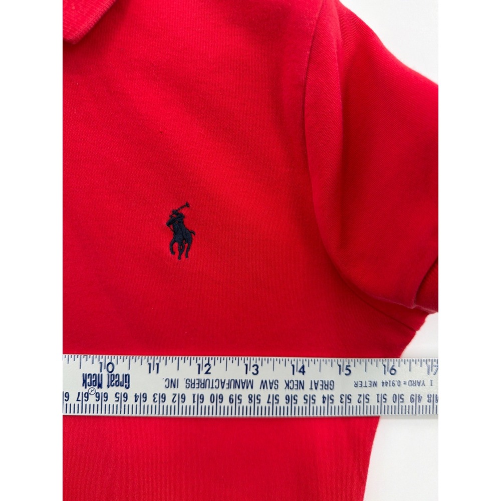 Ralph Lauren Sport Youth Red Slim Fit Cotton Pique Polo Shirt Size M Pony Logo - Picture 3 of 6